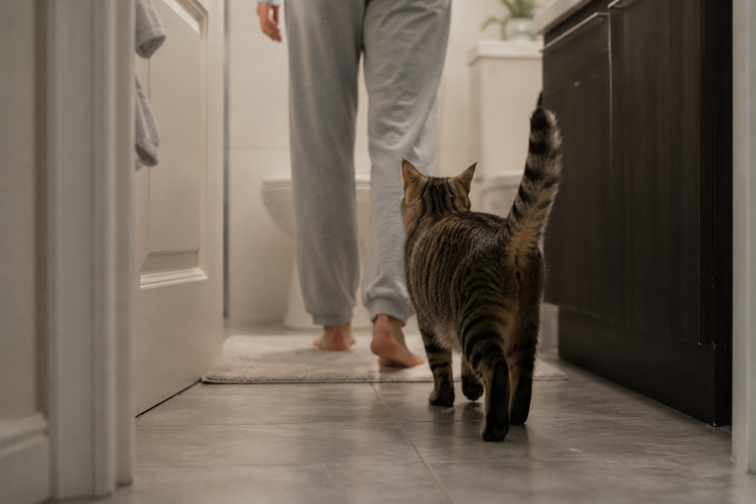 Por qué mi gato me sigue al baño: las razones detrás de una de las costumbres más curiosas de los gatos