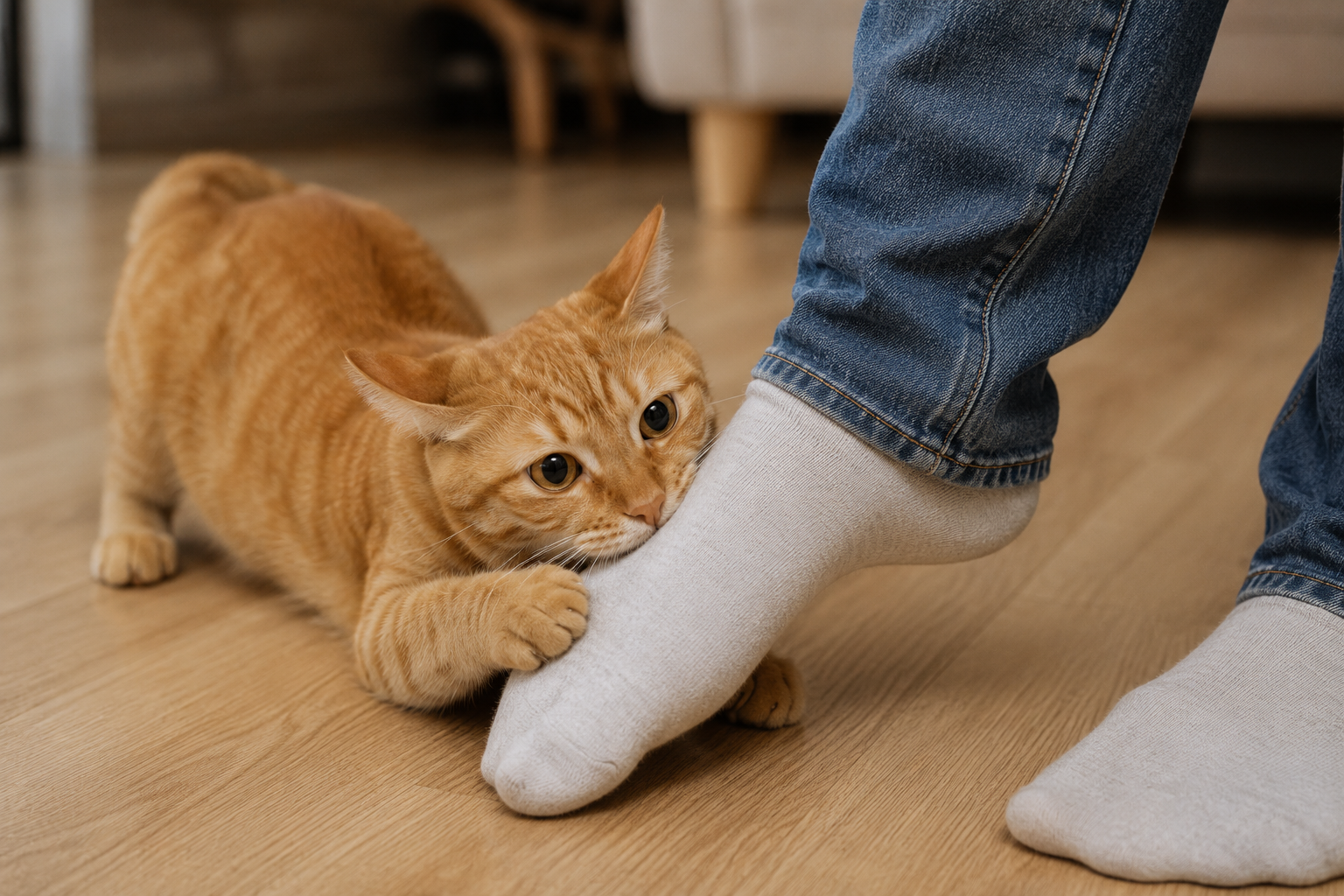 Por qué tu gato juega a cazarte los pies