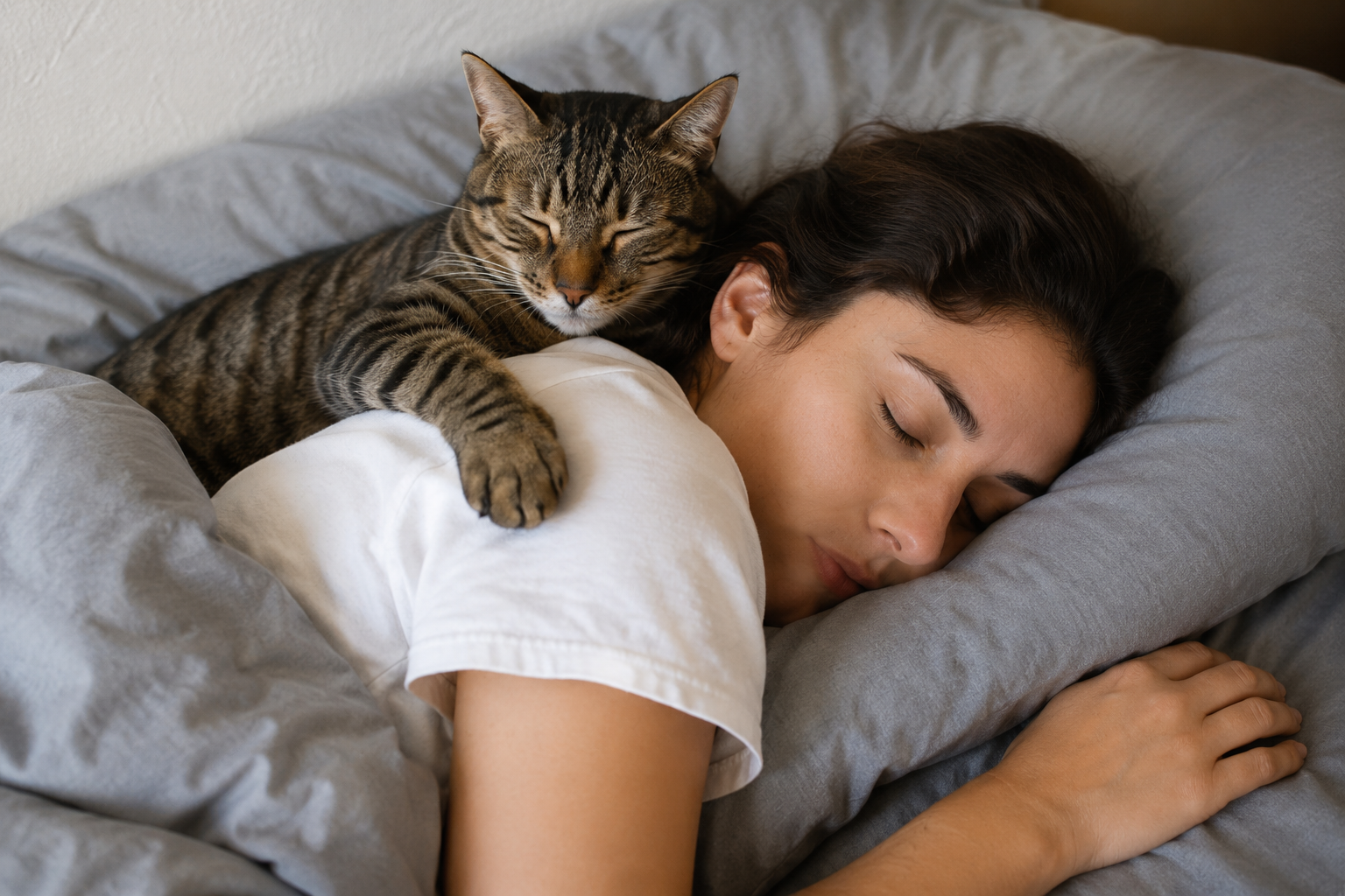 Qué significa que tu gato duerma encima de ti